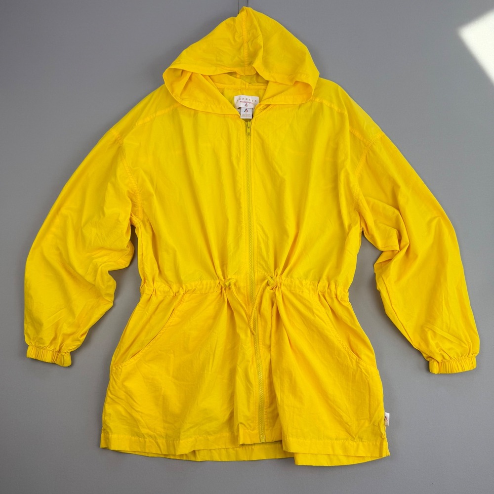 Vintage Express Athletique Windbreaker Jacket Hooded Full Zip Drawstring Waist L